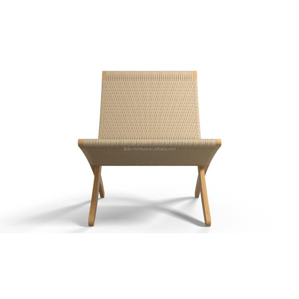 Dining Chair Nordic Lounge Solid Wood Chair Design Classical Woven Rope Non-Foldable