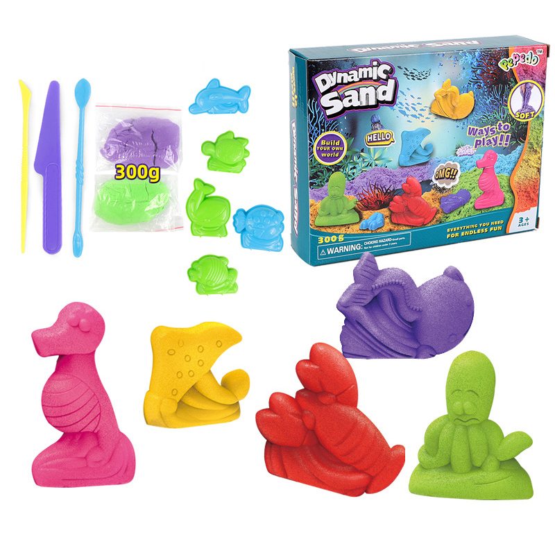 2022 Fancy Modelling Colorful Non-toxic Magic Kids Educational Toy DIY Tools 300g Dynamic Sand