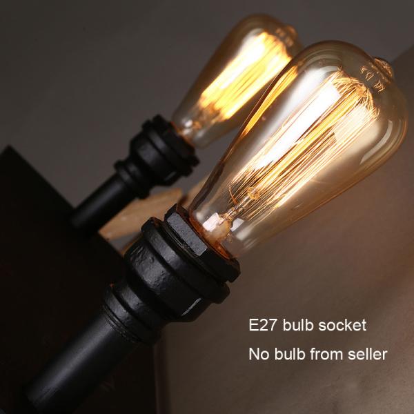 Vintage wall light Bar living room study bedside light wood bookshelf art water pipe bed side wall lamp(WH-VR-46）