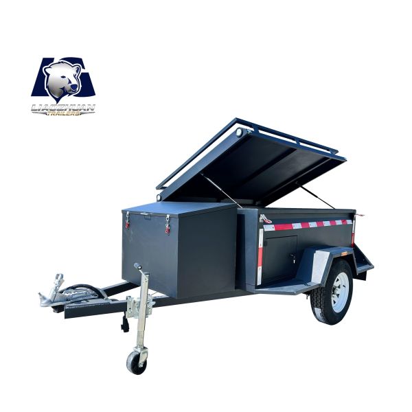 Remorque de camping à essieu simple noire pour le camping en plein air