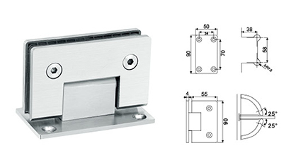 Stainless steel Bathroom hinge RS802, Square 90 degree, wall to glass connector hinge, satin, mirror, golden, black