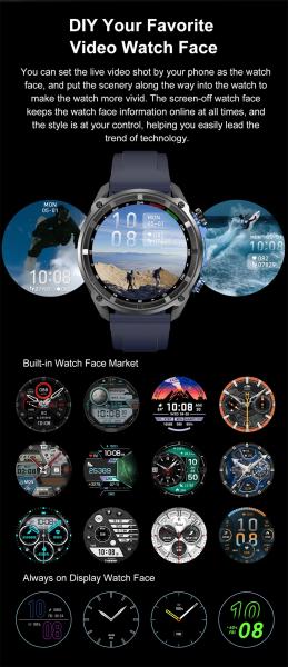 Watch DT G1 Multifunctional BT Call Sports Watch GPS Track Compass 5ATM Waterproof Heart Rate Fitness