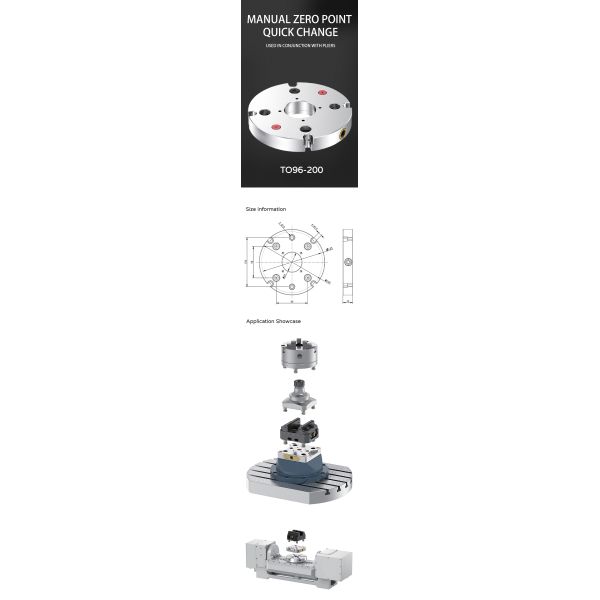 Round Robust Quick Change Fixture Clamps CNC Base Plate Cnc Workholding Fixtures  20KN