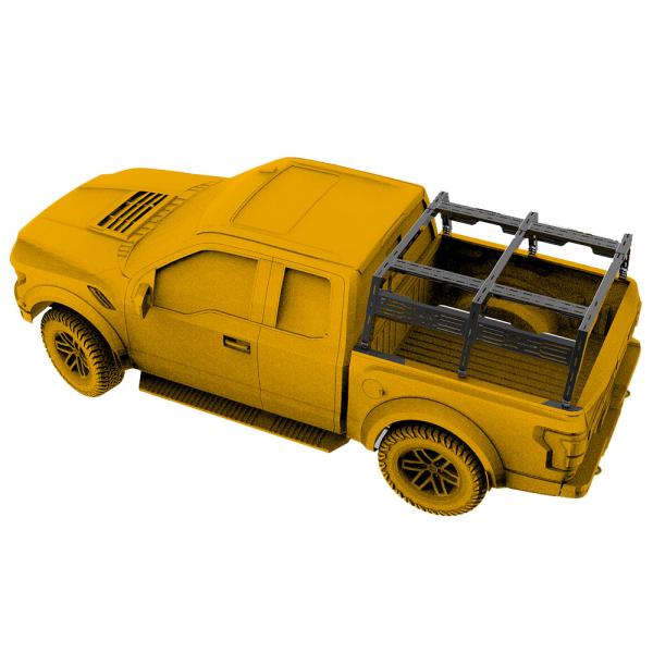 Jeep Gladiator JT Camping Bed Rack with Black Powder Coating and Multiple Accessories