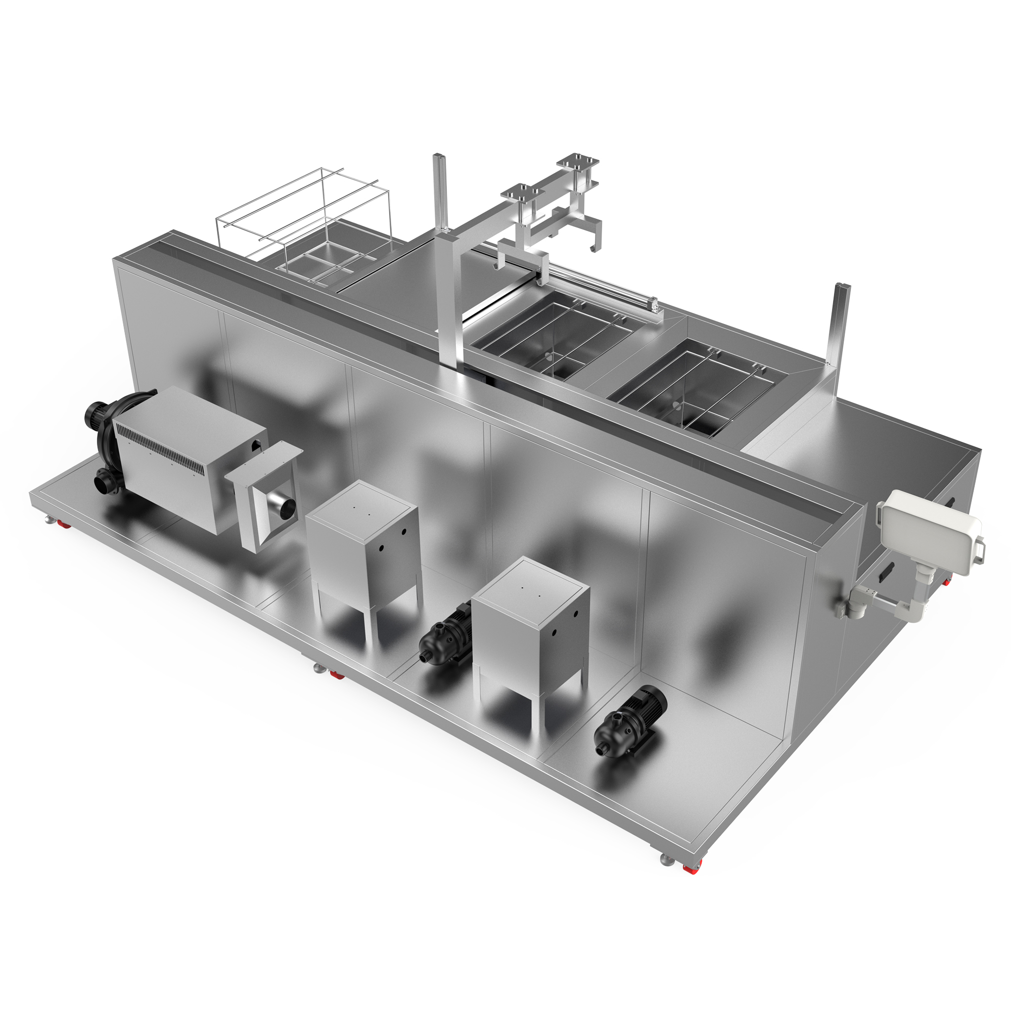 4-Tank Automatic Ultrasonic Cleaning System for Precision Parts with PLC Robotic Arm, Heating, Filtration & Drying