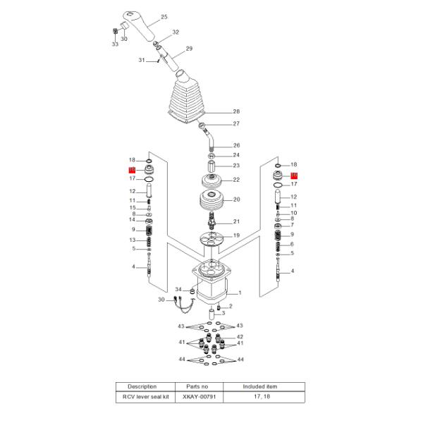 R210-7 Excavator Seal Kit XKAY-00780 XKAY-00784 RCV Level Seal Kit