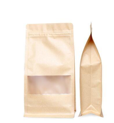 Custom Made Candy/Sugar k Packaging Food Grade Brown Square Bottom Water Resistant Paper Bag
