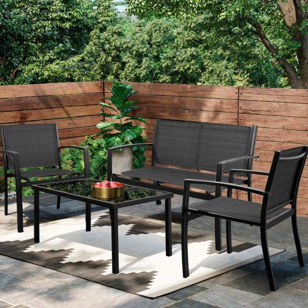 Patio Rattan Furniture Set Hidden Storage, 7 Sofa Sections, Outdoor Wicker Conversation Set, Natural Color Rattan