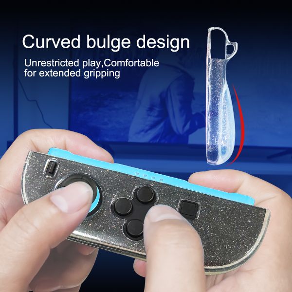 Clear Glitter TPU Case for Nintendo Switch 2 Joy-Cons - Flexible Protective Sleeve