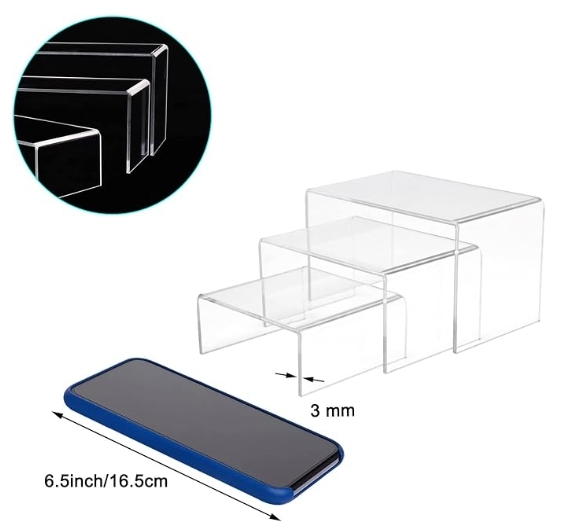 Customizable Size Clear Acrylic Display Risers for Easy To Clean U Shape Shoe Stand