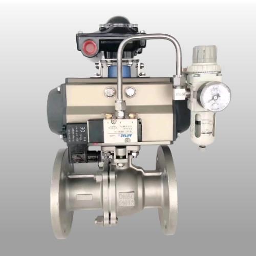 Steel Pneumatic Operated Ball Valve With 90 Degree Actuator Double Action Spring Return