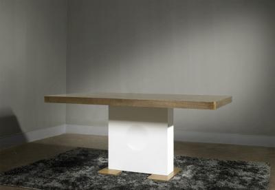 Modern Dining Room Furniture,Walnut Wood/White High Glossy Dining Table