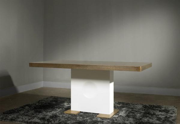 Modern Dining Room Furniture,Walnut Wood/White High Glossy Dining Table