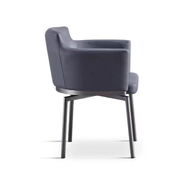 Functional  Swivel Leather Dining Chair 560mm Width Upholstered Rolling