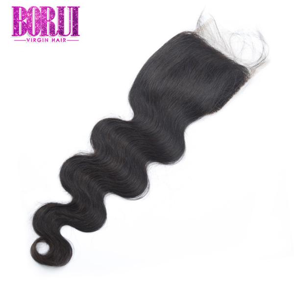 Brazilian Body Wave Human Hair Lace Closure Length 8-24'' Environmentally Friendly