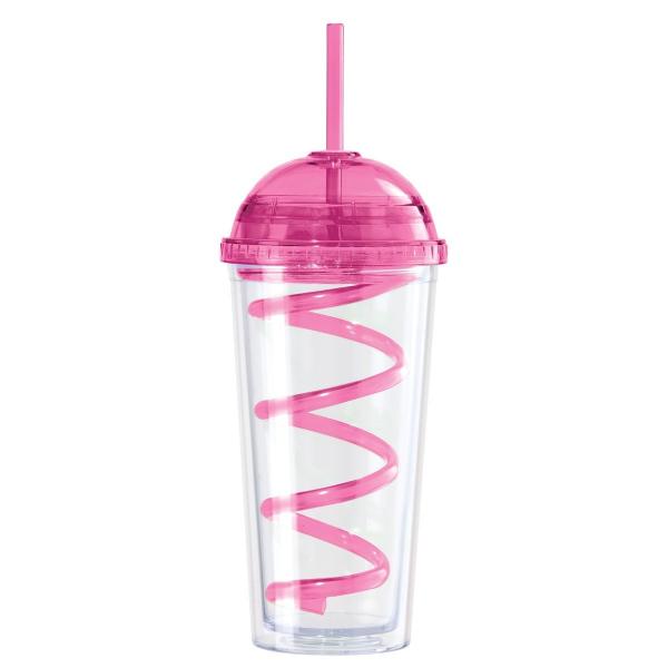 16oz AS/PS Double wall tumbler with dome lid and straw eco-friendly FDA/LFGB/CA65/CE/E