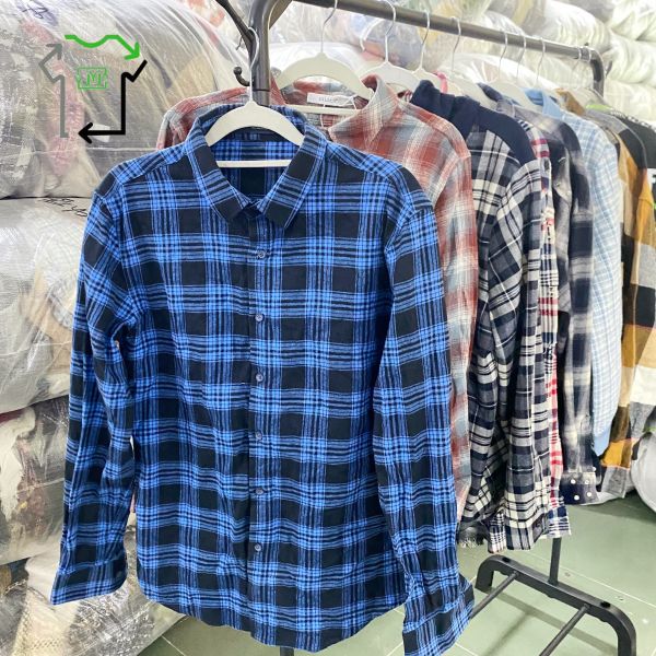 Grade A Second Hand Coats Used Winter Check Shirts Mixed Colors For Men Women