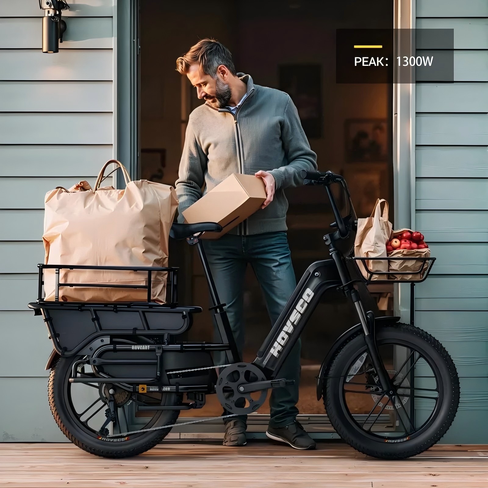 2025 Wholesale 750W 48V 15Ah Battery for Grocery Delivery Family Transportation 20 Fat Tire Long Tail Electric Cargo Bike