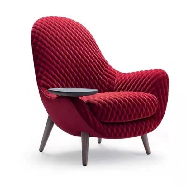 Bandeja de chá de Borgonha Diamond Grid Living Room Fabric Sofa Chair With Stainless Steel