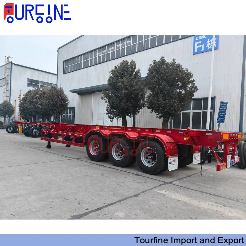 3 Axle Gooseneck Skeleton Container Semi Trailer For 40FT Container Shipping