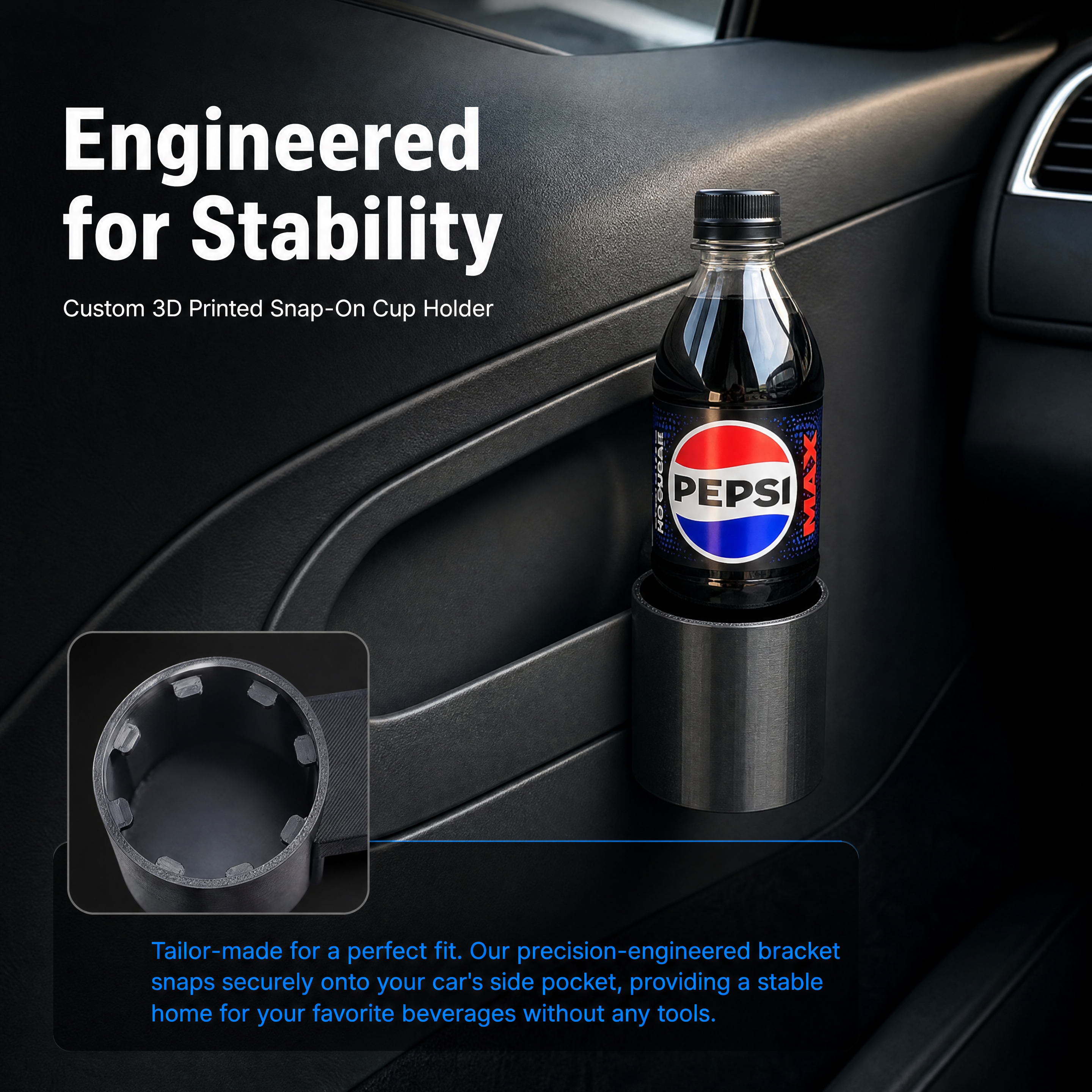 Space Saving Door Mount Cup Holder 3d Car Parts For Cans And Bottles