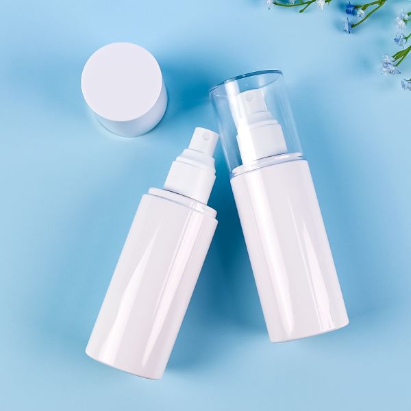 White Eco-friendly Recyclable PET Plastic Spray Bottle with Interchangeable Pump System and Lightweight Design for Cosmetic Packaging