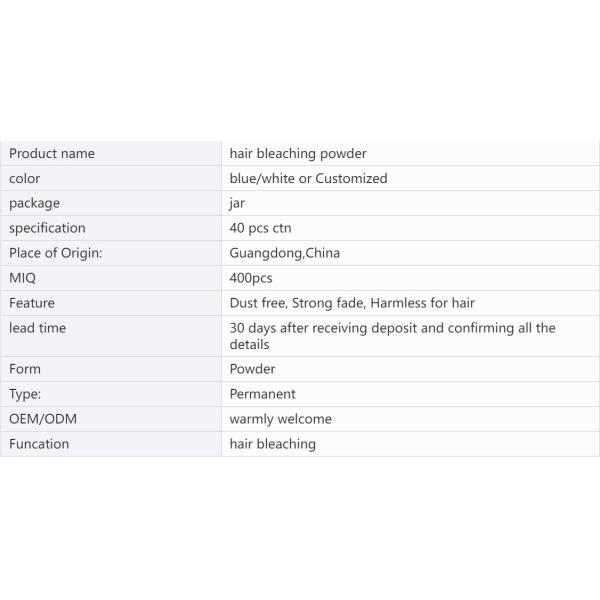 Polvo de blanqueamiento de cabello personalizable para salón con servicios de marca privada