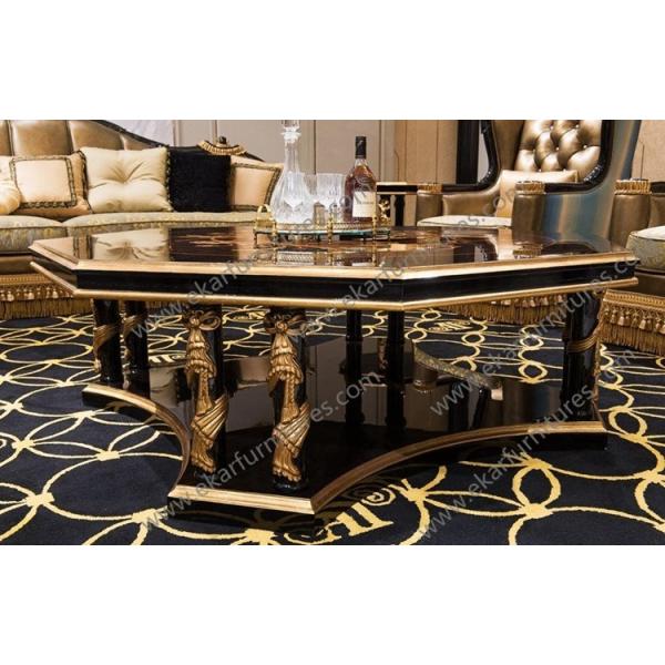 Luxury Royal Antique Gold Square Wooden Shenzhen hand carved Coffee Tables AT-301