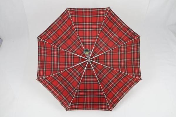 27 Inch Manual Windproof Golf Umbrellas Red Tartan Fabric Acrylic Handle