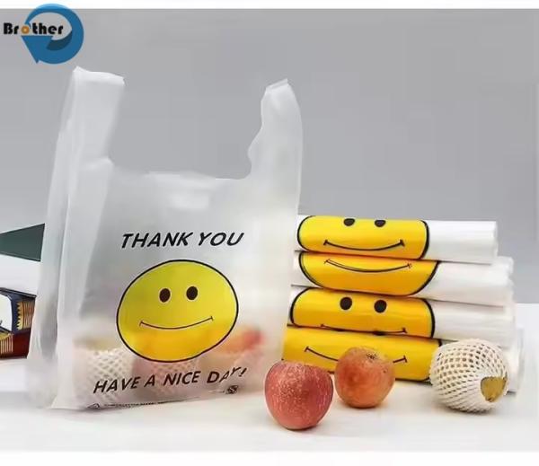 Eco-Friendly Thank You Plastic T-Shirt Bag Vest Personalized Plastic Bag for Business with Logo