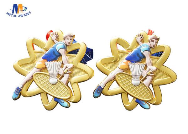 65*4MM Badminton Sports Cut Out Medals With Ribbon