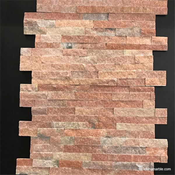 Peach Pink Quartzite Ledge Wall Stone Cladding For Fireplaces Or Planter Walls
