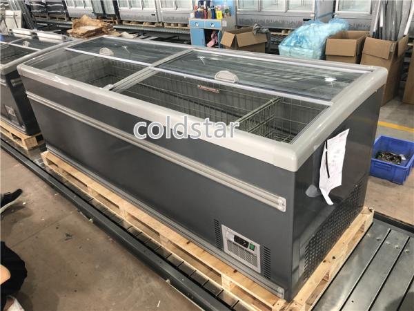 Supermarket Sliding Glass Door Top Island Freezer Deep Freezer