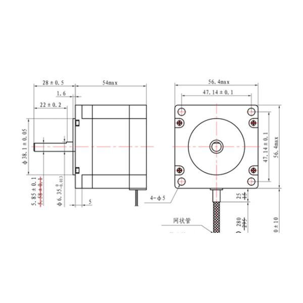 57x57x54mm Nema 23 двухполярное 1.8deg 1.2Nm 170oz Stepper мотора 4 проводов. Во для CNC оси XYZ