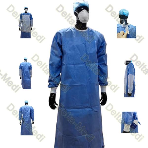 AAMI PB70 Level 3 Reinforced Sms Surgical Gown Sterile Disposable