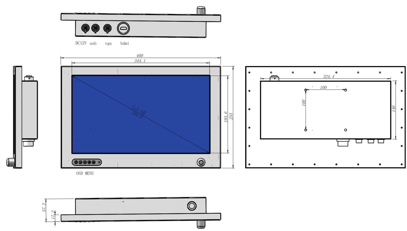IP67 делают монитор водостойким 45W SS316 15,6» промышленный LCD