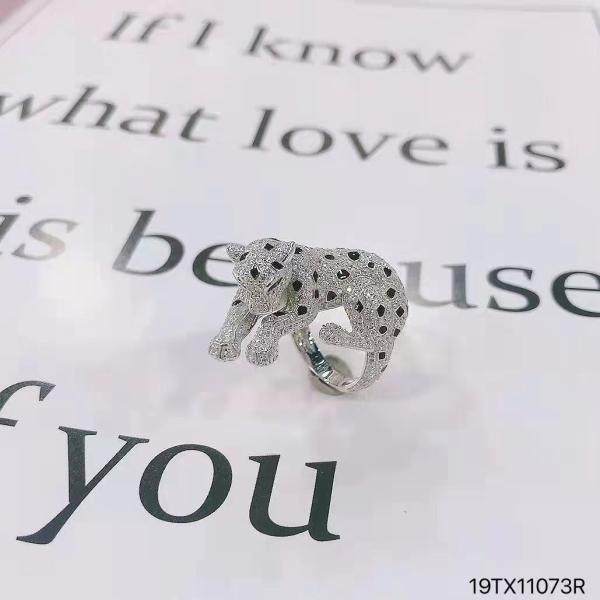 Moissanite Sterling Silver 925 Diamond Ring White Gold Leopard Ring