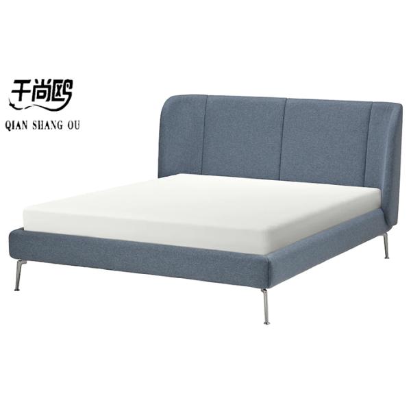 Simple Fabric Cushion Platform Bed Frame with Wing Board Backrest