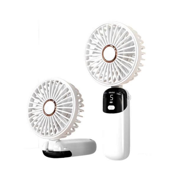 Portable Handheld Mini Fan Rechargeable Foldable Fan Power Display Mini Fan Cooling for Indoor Outdoor Travel Camping