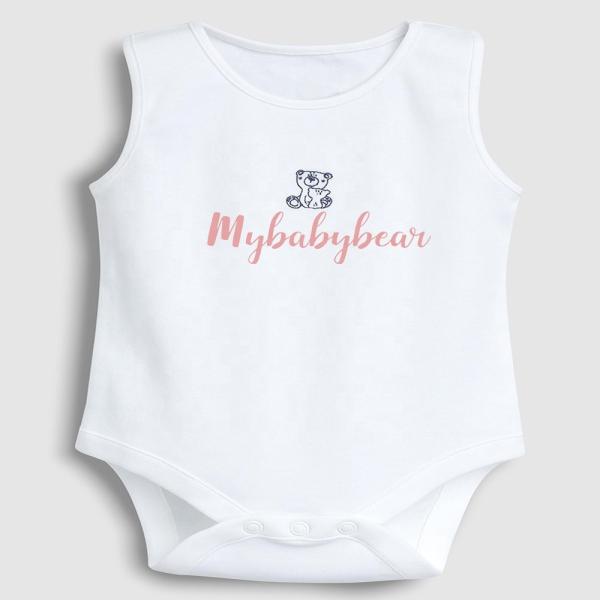 Unisex 100% Cotton Custom Printing Solid Color Sleeveless Baby Summer Rompers Baby Rompers