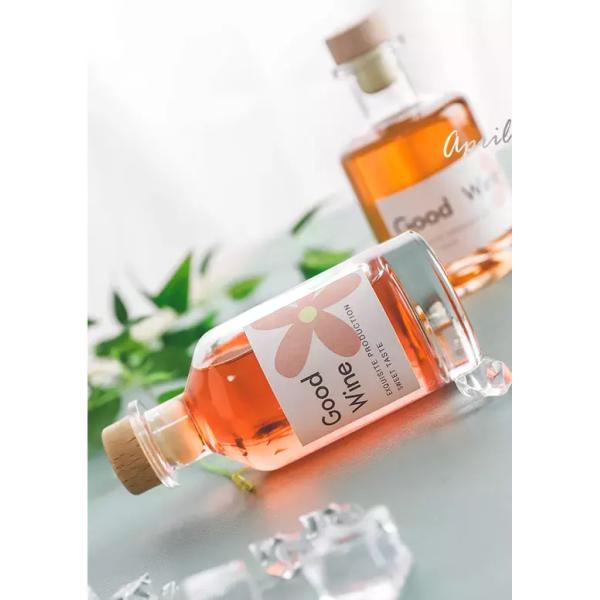 200ml 375ml 500ml 750ml Round Glass Liquor Wine Vodka Tequila Bottle with Sealed Cork Lid