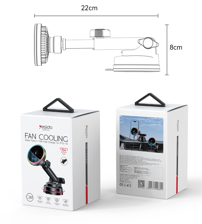 15W Fast Charging Magnetic Wireless Charger with 360° Magnetic Rotation and N52 Strong Magnetic Adsorption