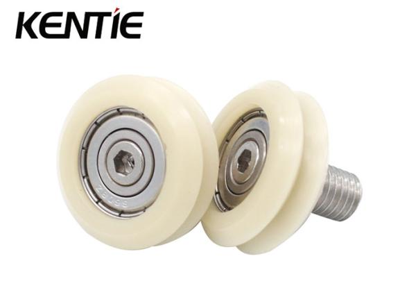Aluminium Guide Rail V Shape Nylon Rollers With Bearings Size M10 / 26.3x30.73x11.12mm