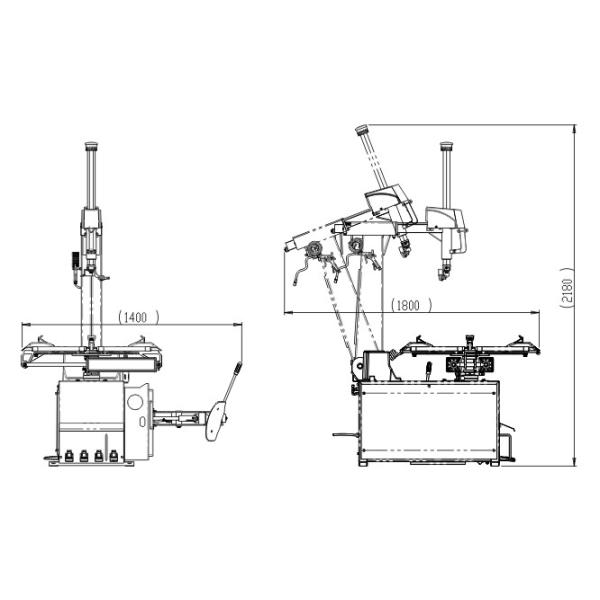 1040mm 1.1kw Tubeless Tyre Changer Machine / Pneumatic Tyre Changer