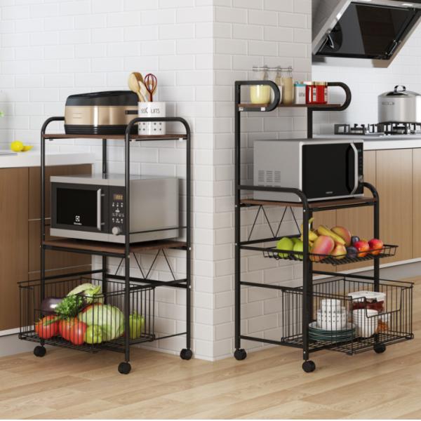 Household Kitchen Living Room Floor Rack Removable Three-Story Rectangular Storage Rack