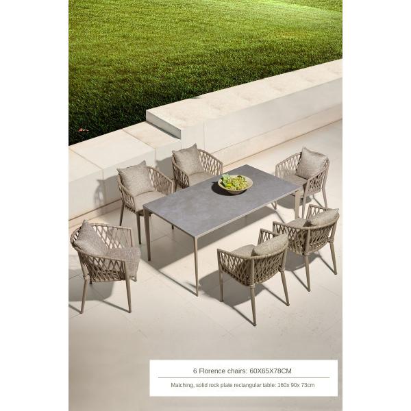Outdoor Furniture Handmade Woven Rattan Aluminium Chair And Round Tea Table Set