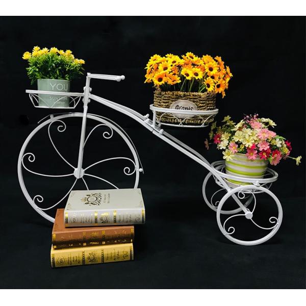 Anti Abrasion Outdoor Antique Bicycle Metal Flower Stand