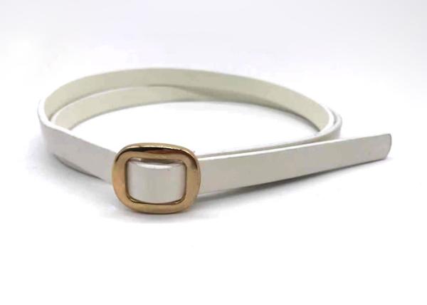 Skinny White Pu 13mm Width Women'S Fashion Leather Belts