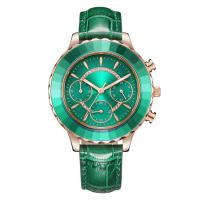 Reloj de moda para mujer de la banda del cuero auténtico con el movimiento del cuarzo del cronógrafo de Japón