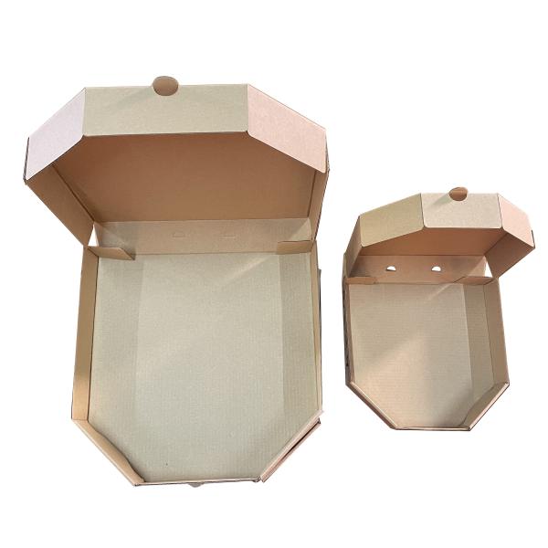 Goods in Stock Wholeasale Hexagonal Corrugated Kraft 8-12 Inch Pizza Box, MOQ 100PCS